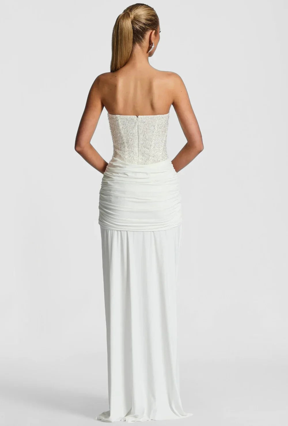 DALIA - Elegant Strapless Evening Gown - White
