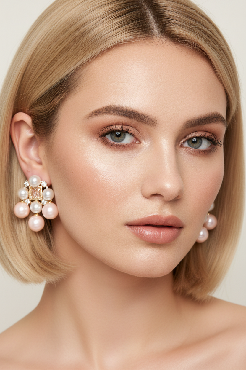 Kolczyki z perłami Arianna w kolorze różowym