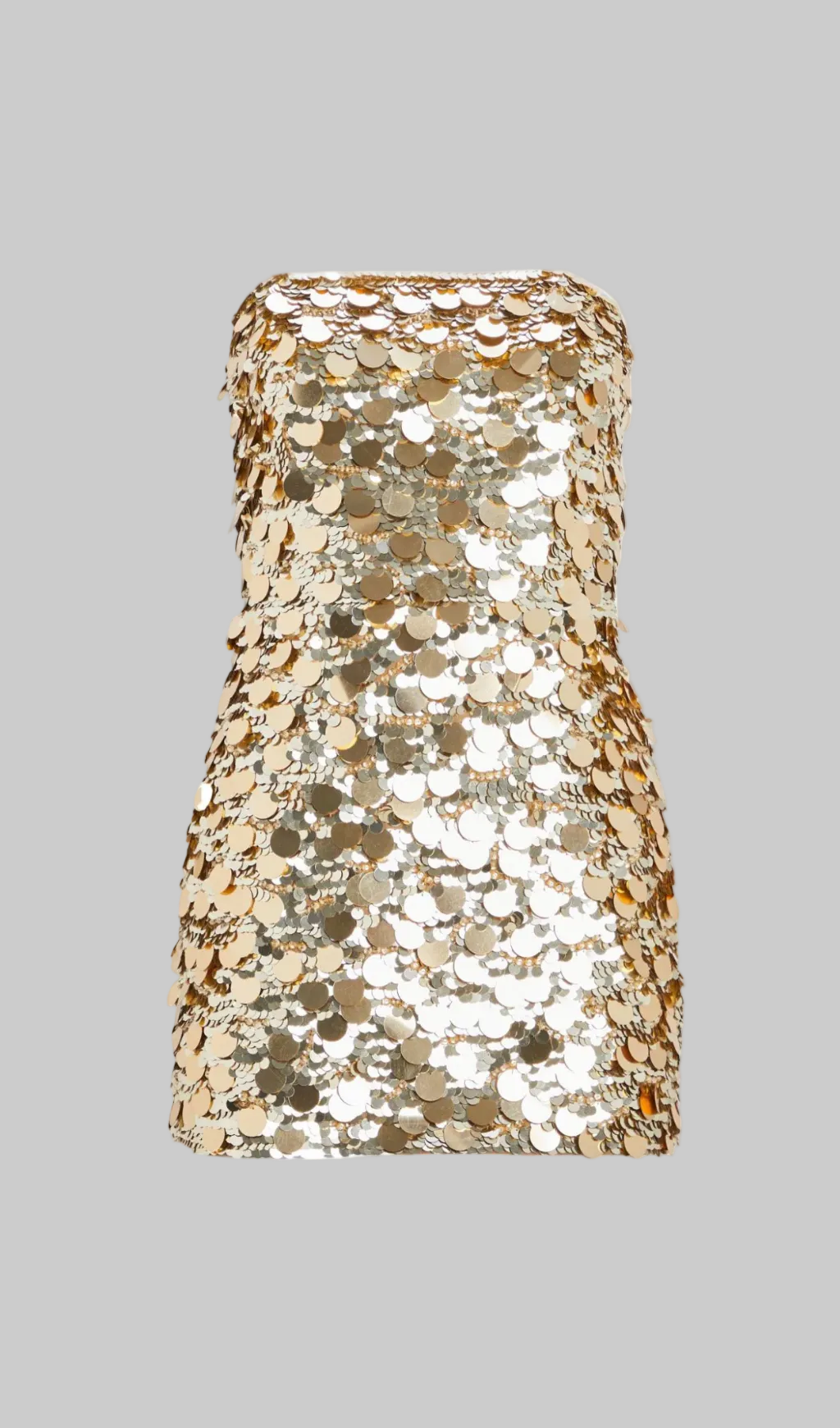 DALIA – Sukienka mini bez ramiączek ze złotymi cekinami