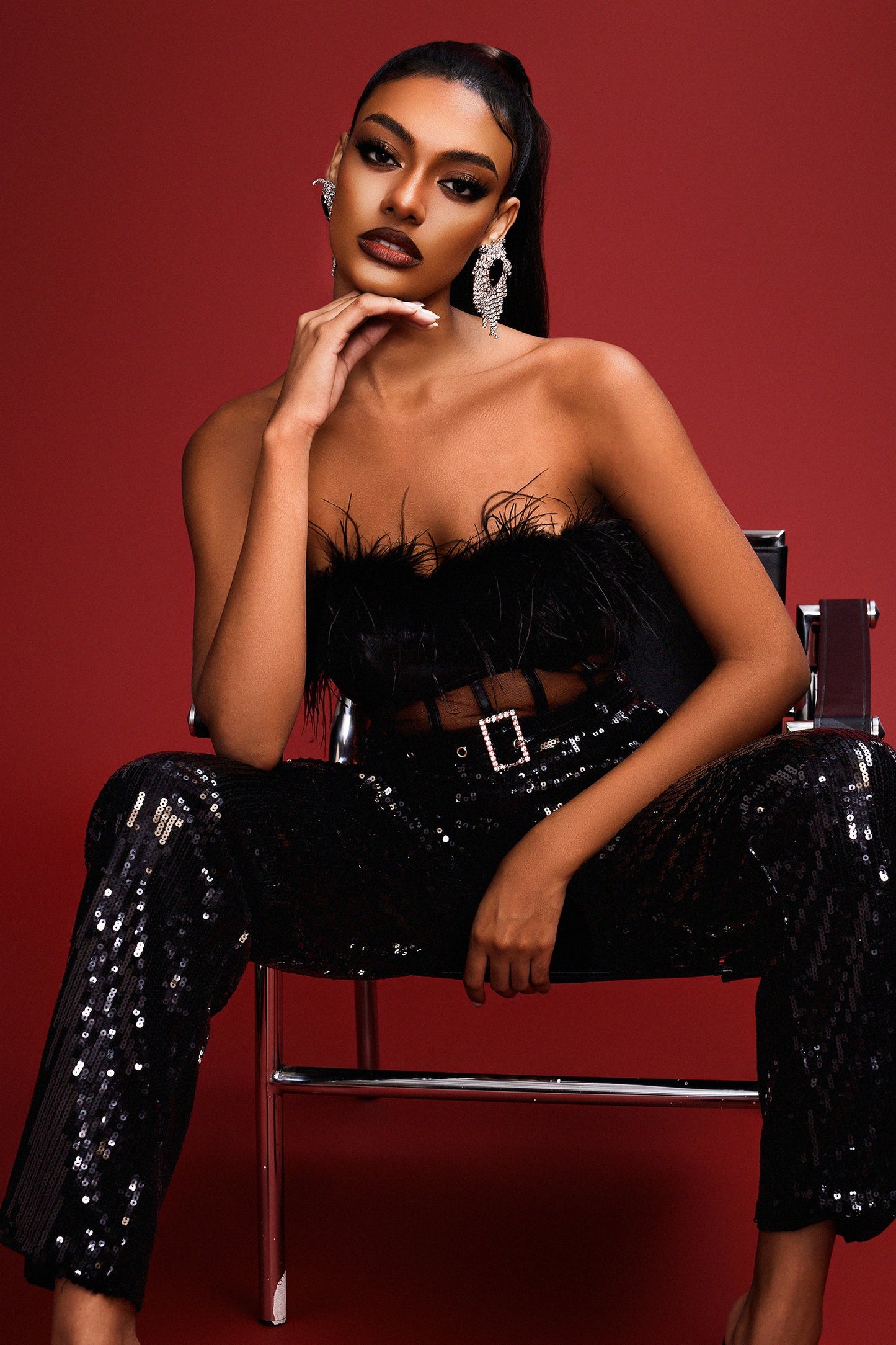 DALIA - Feather Sequins Jumpsuit