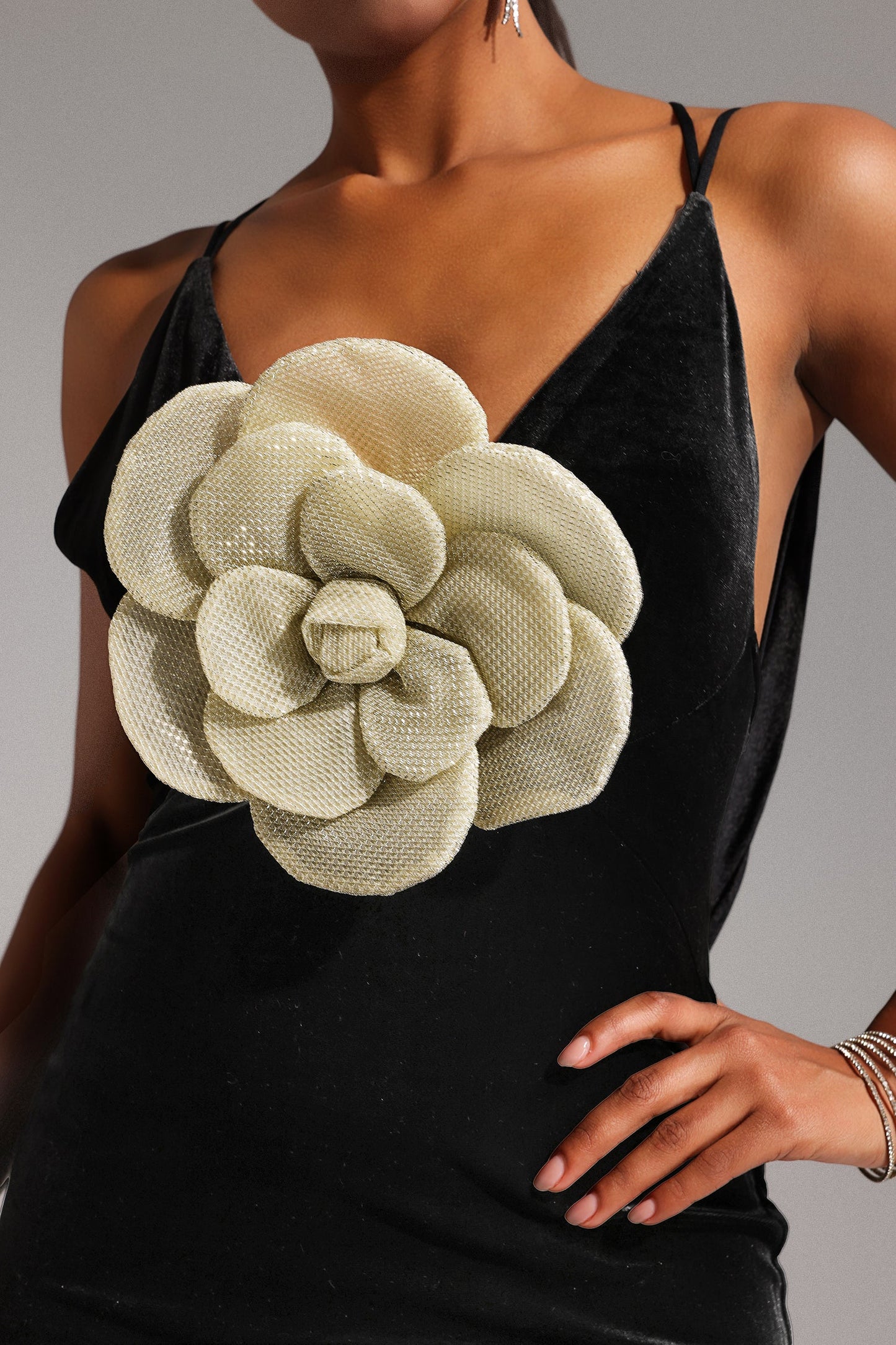 DALIA - Flowers Backless Velvet Maxi Dress