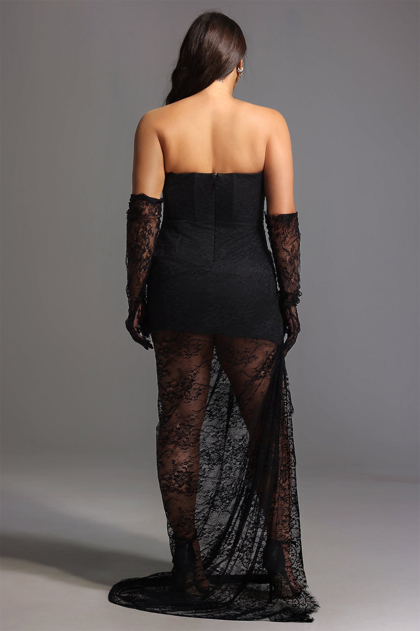 DALIA - Lace Strapless Maxi Dress Curve