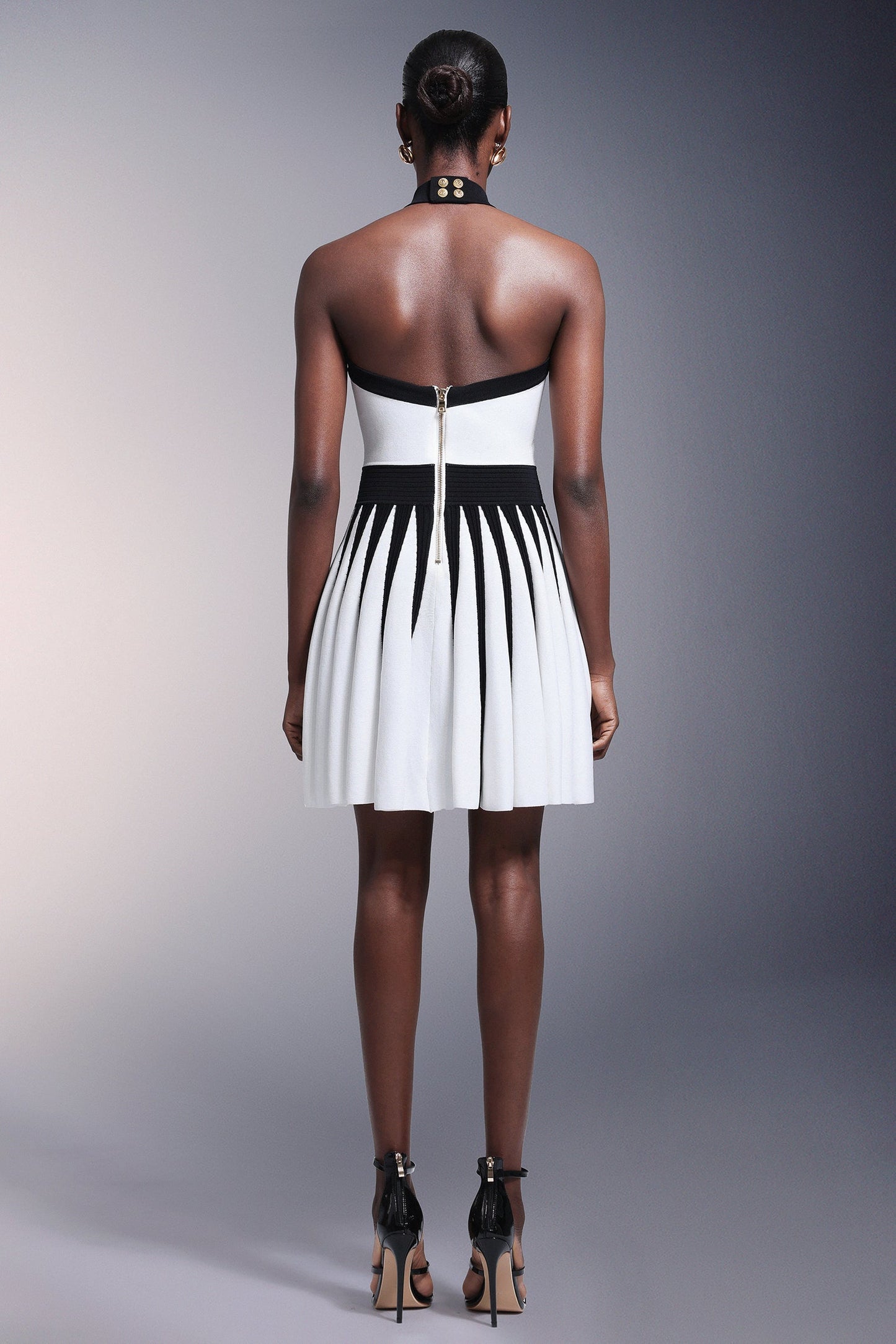 DALIA - Iana Flower Halter Stripes Mini Dress