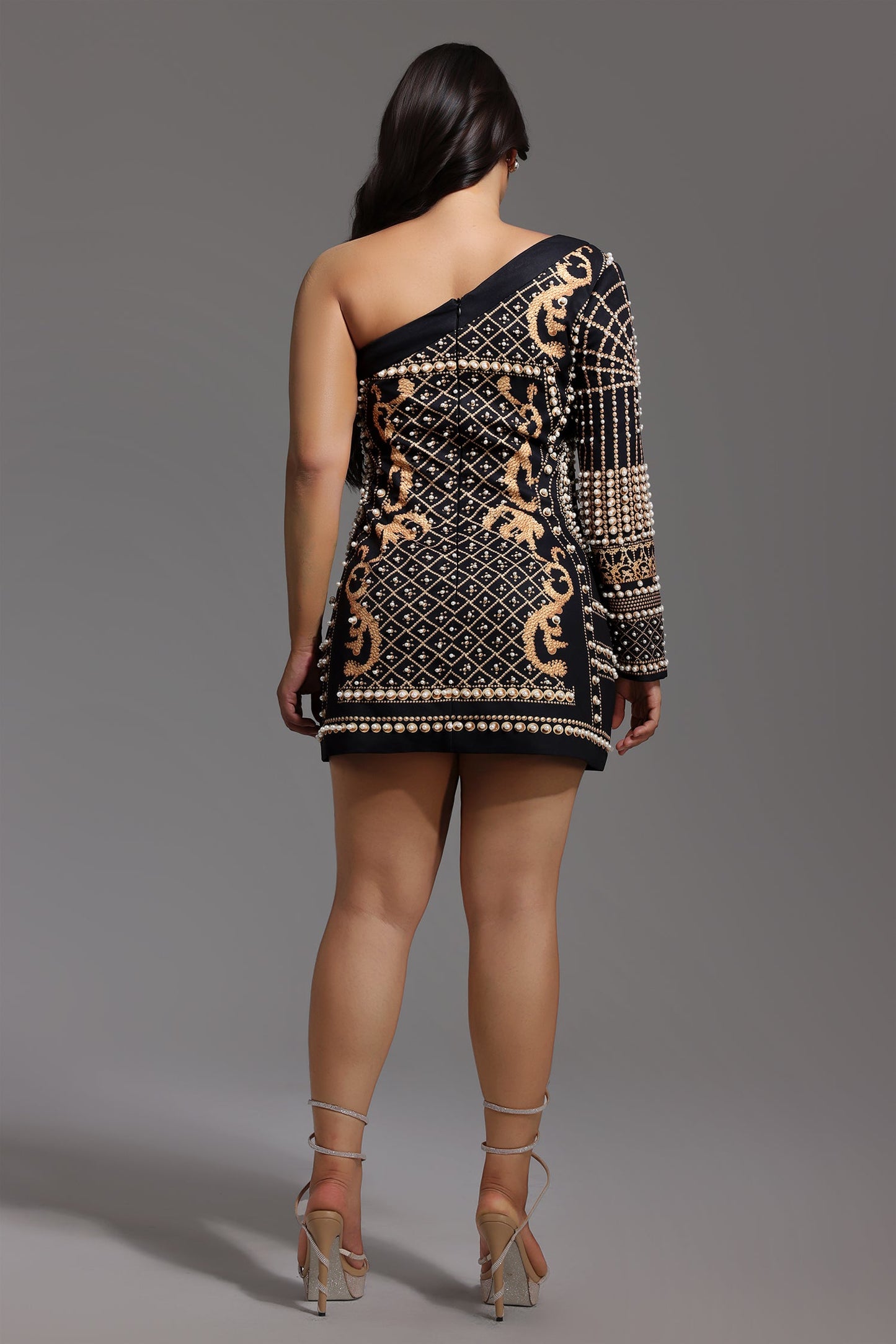 DALIA - One Shoulder Pearl Mini Dress