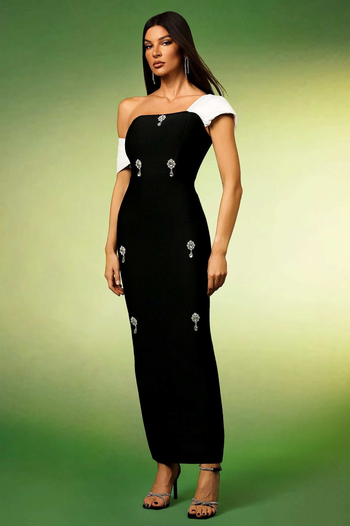 DALIA - Kylli Off The Shoulder Sleeveless Diamond Bandage Midi Dress