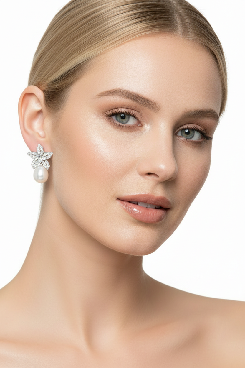 DALIA - Silver Pearl Earrings