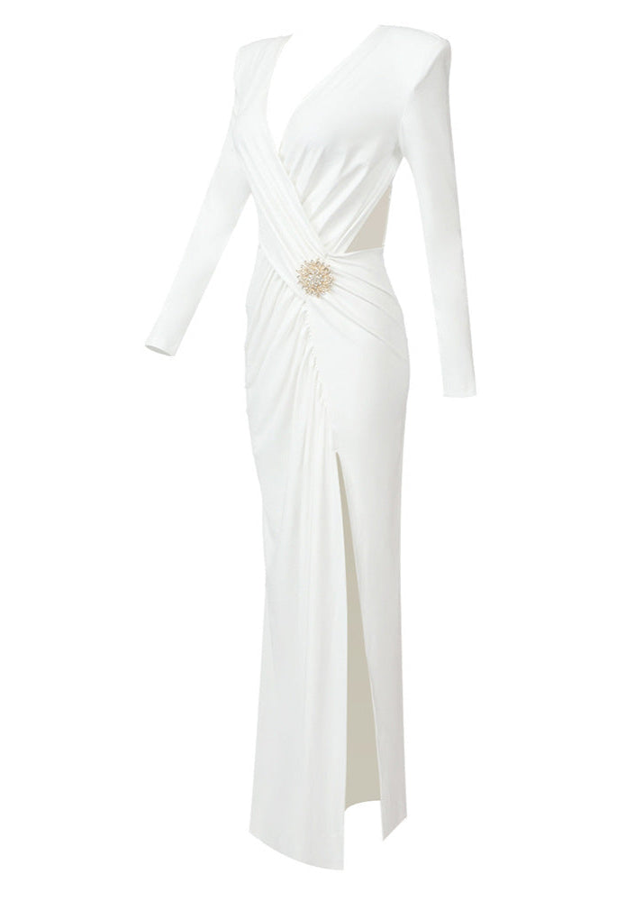 Sukienka Urania z wycięciem i skrzyżowanymi rękawami