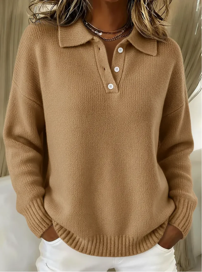 DALIA - Soft Knit Polo Sweater