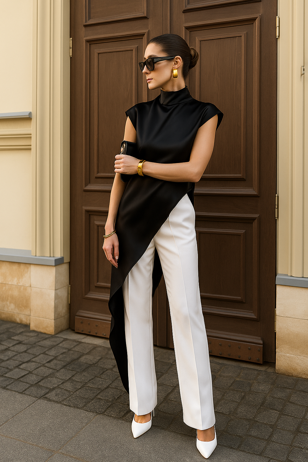 DALIA - Chic Asymmetrical Satin Top