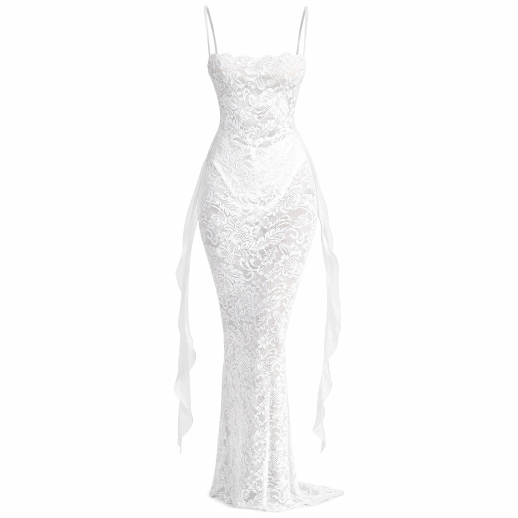 Suknia maxi z koronką w stylu sewilskim