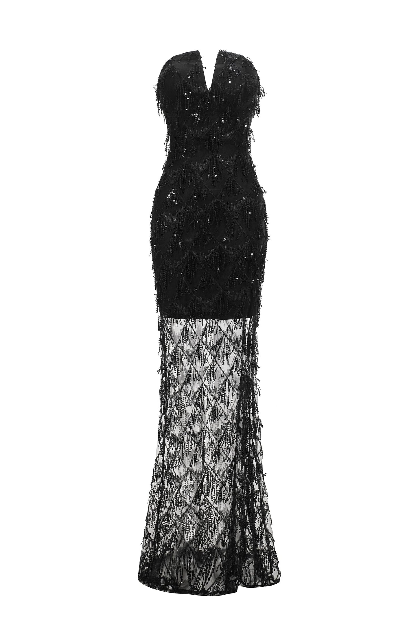 DALIA - Chest Glitter Fringe Maxi Dress