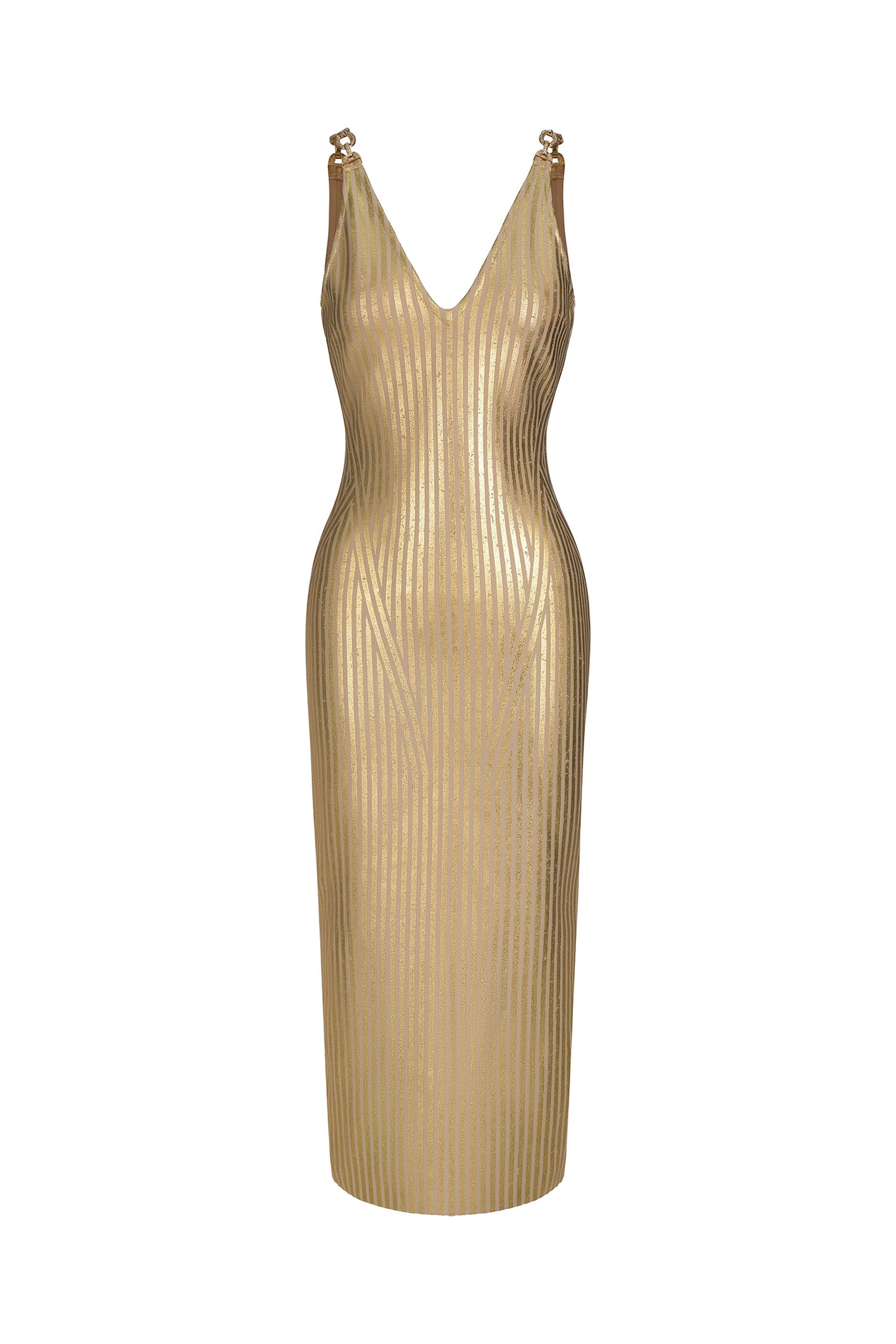 DALIA - Kiwis Sleeveless Slit V-Neck Maxi Dress