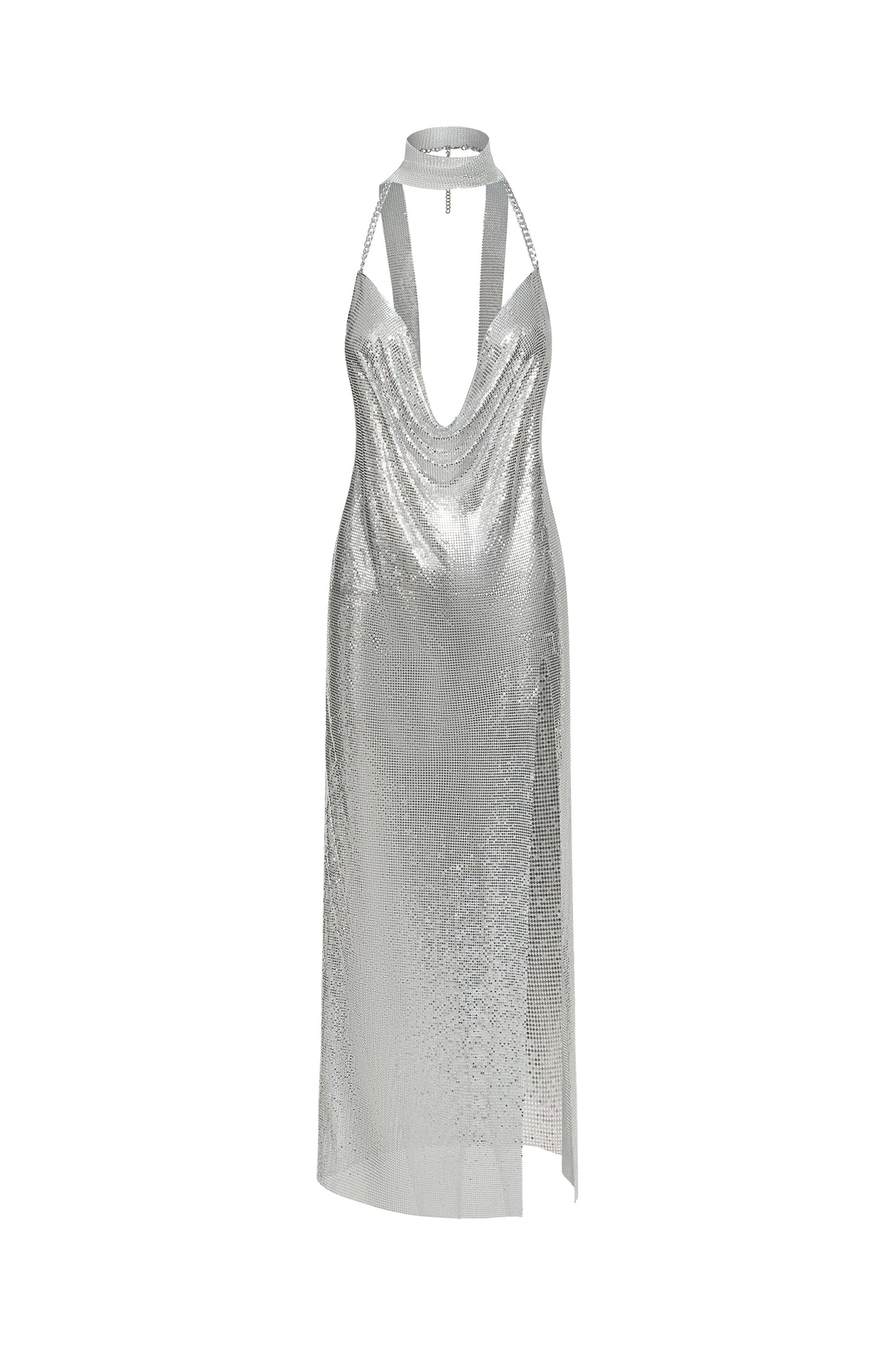 DALIA - Ysabel Halter V-Neck Slit Maxi Dress