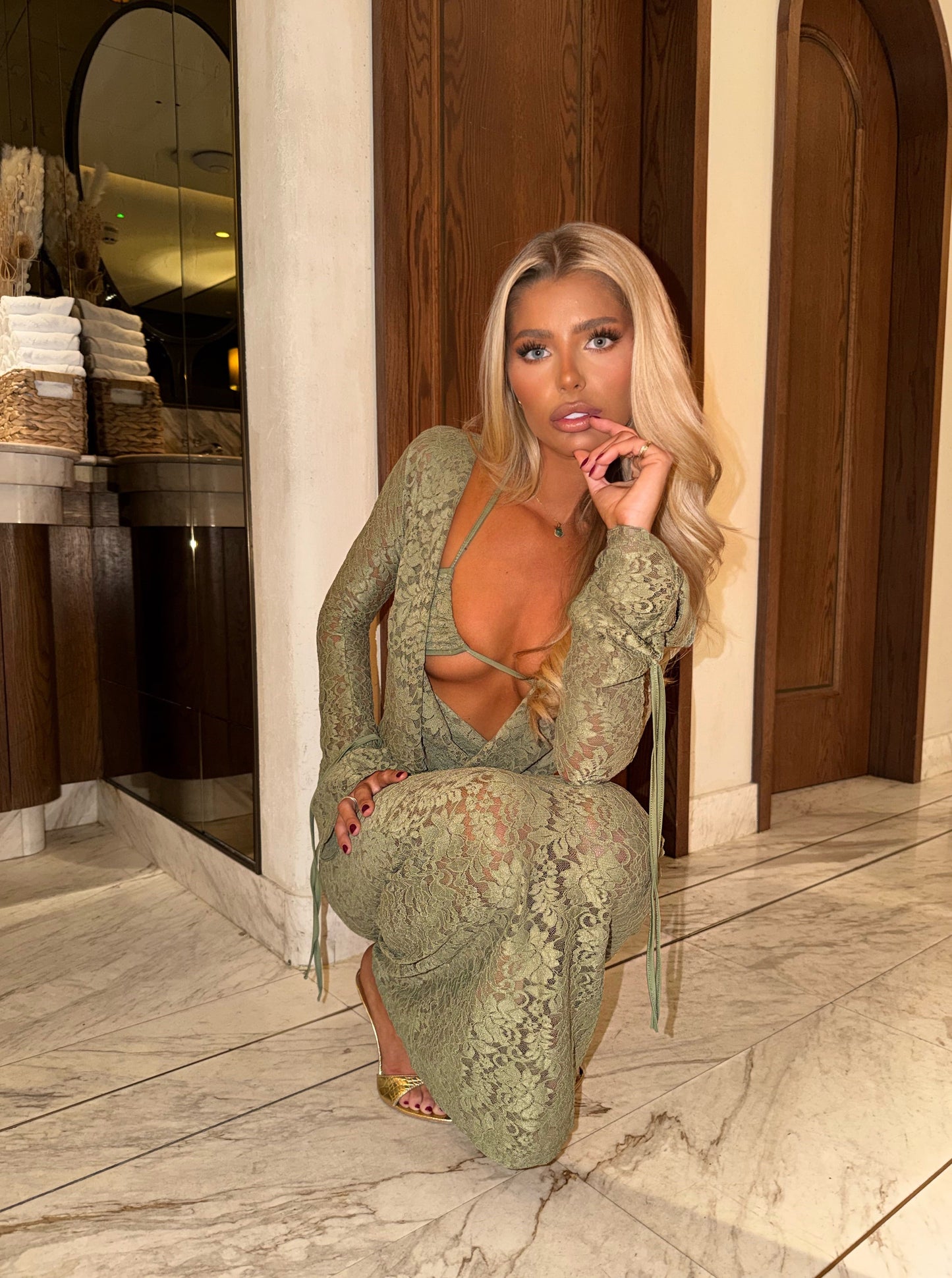 DALIA - Lace 3 Piece Dress - Green