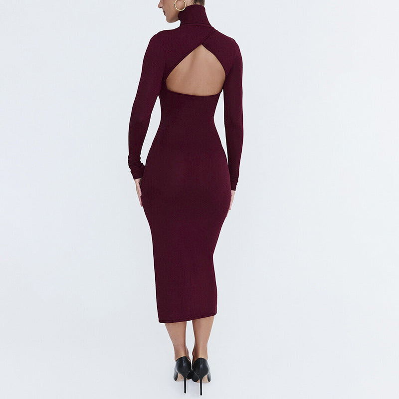 DALIA - Dark Cherry Cutout Midi Dress