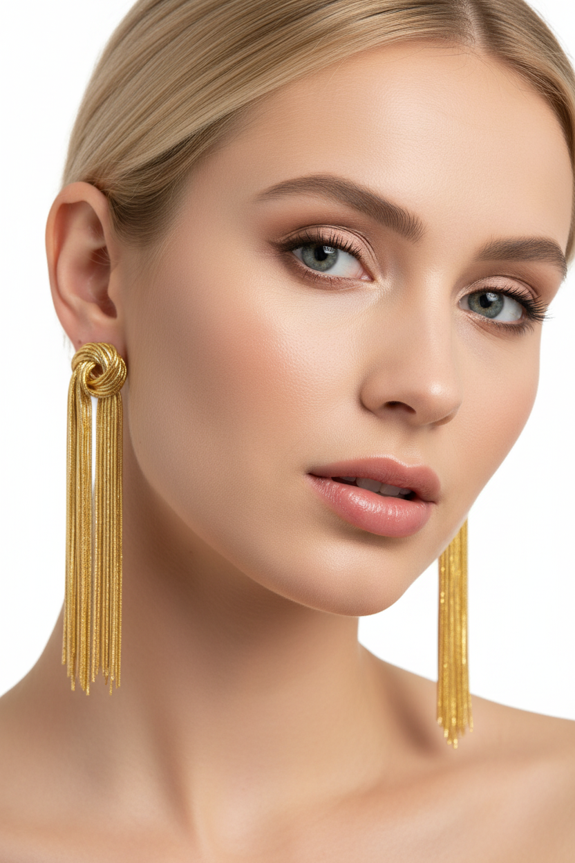 DALIA - Gold Tied Tassel Earrings