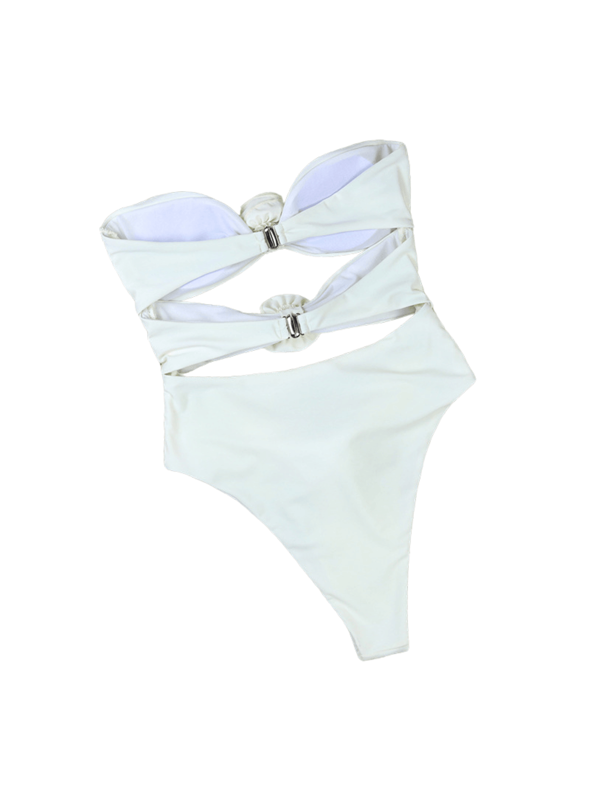 DALIA - Strapless Flower One Piece Swimsuit - White