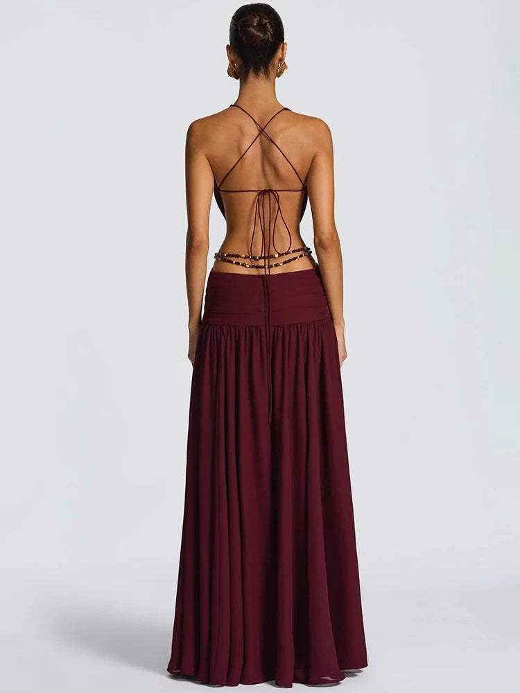 DALIA - Hawai Maxi Dress - Burgundy