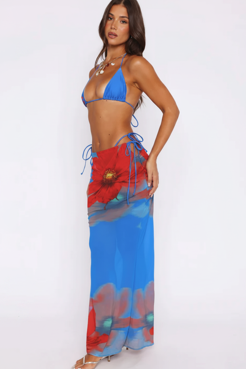 DALIA - Tropics Bikini & Skirt Set - Blue