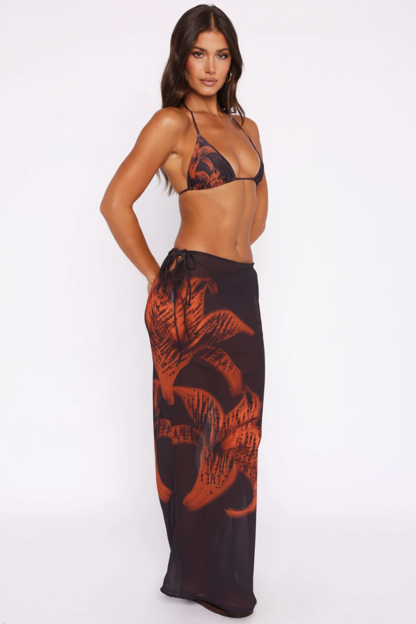 DALIA - Tropics Bikini & Skirt Set - Brown