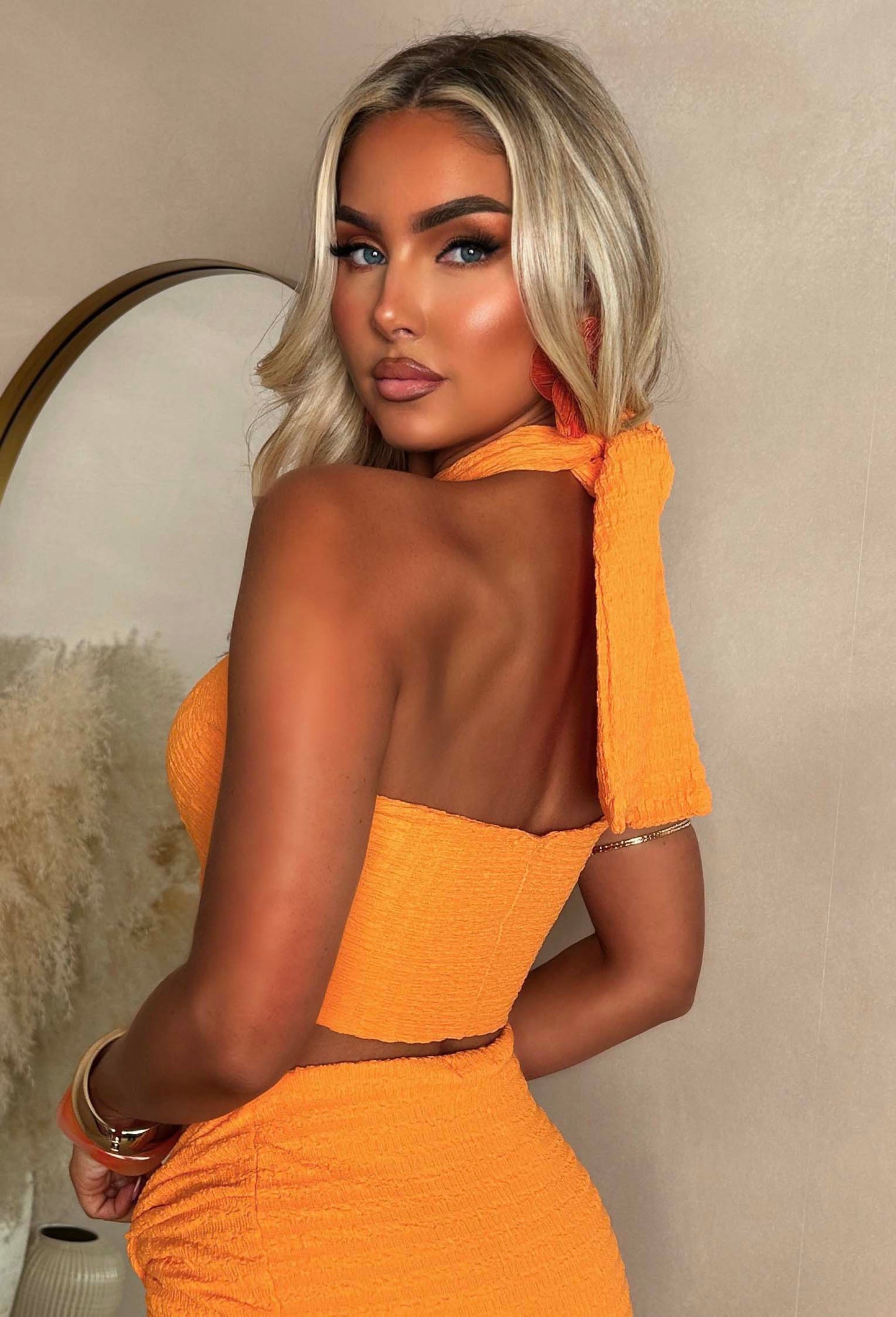 DALIA - Paradise Halter Co-ord Set - Orange