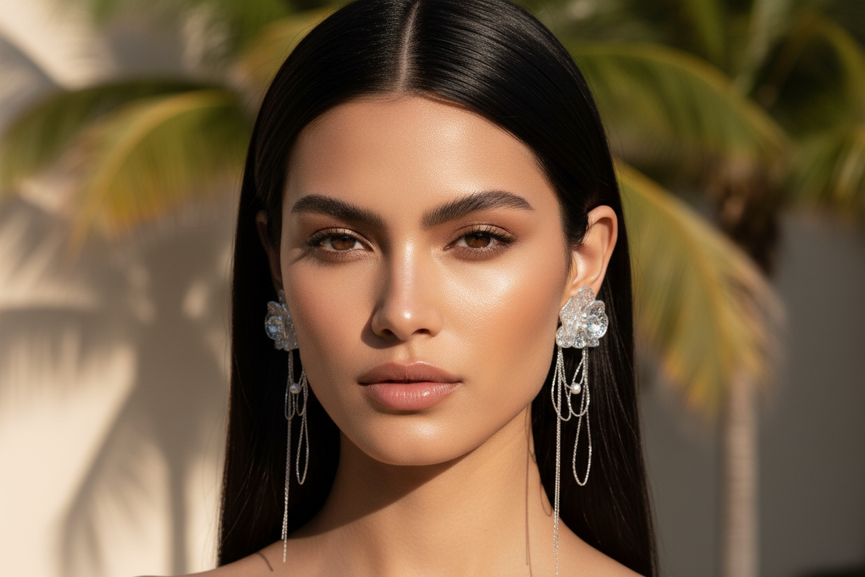 DALIA - Kolczyki z białym motylem i orchideą