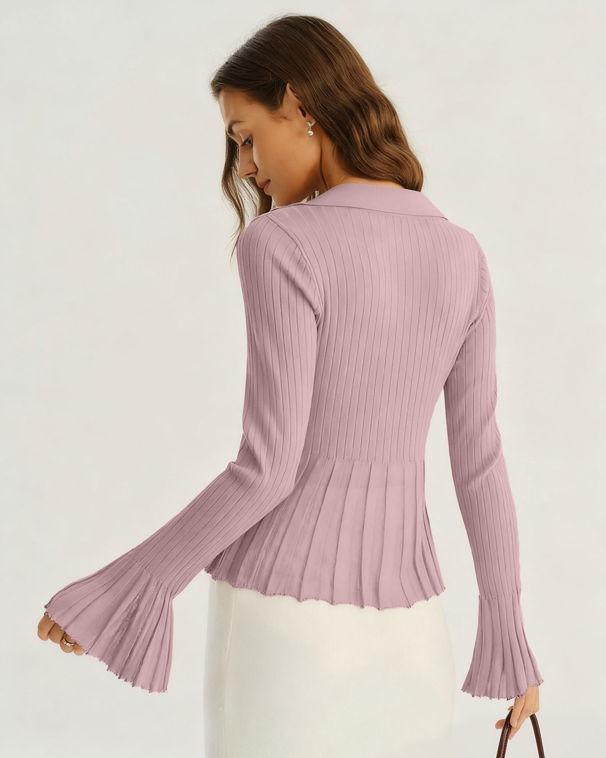 DALIA - Purple Bell Sleeve Knit Cardigan