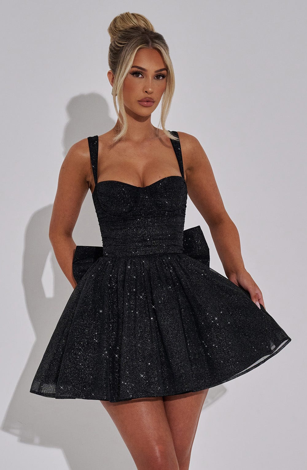 DALIA - Sparkle Mini Dress - Black