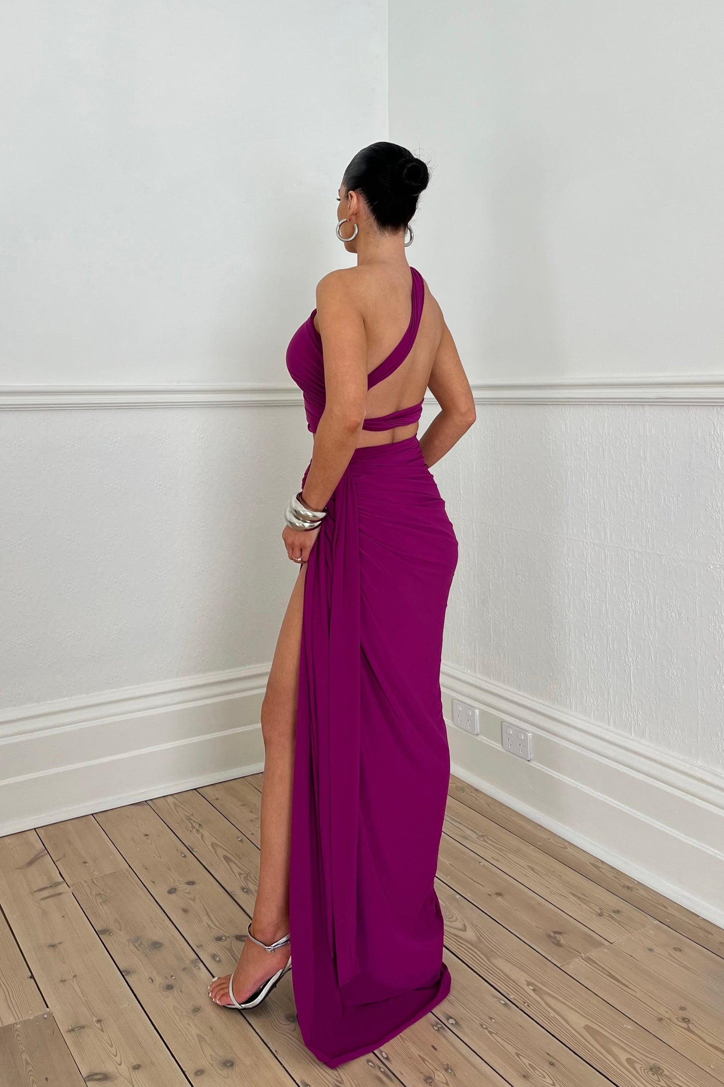 DALIA - Slanted Shoulder Halter Set In Purple