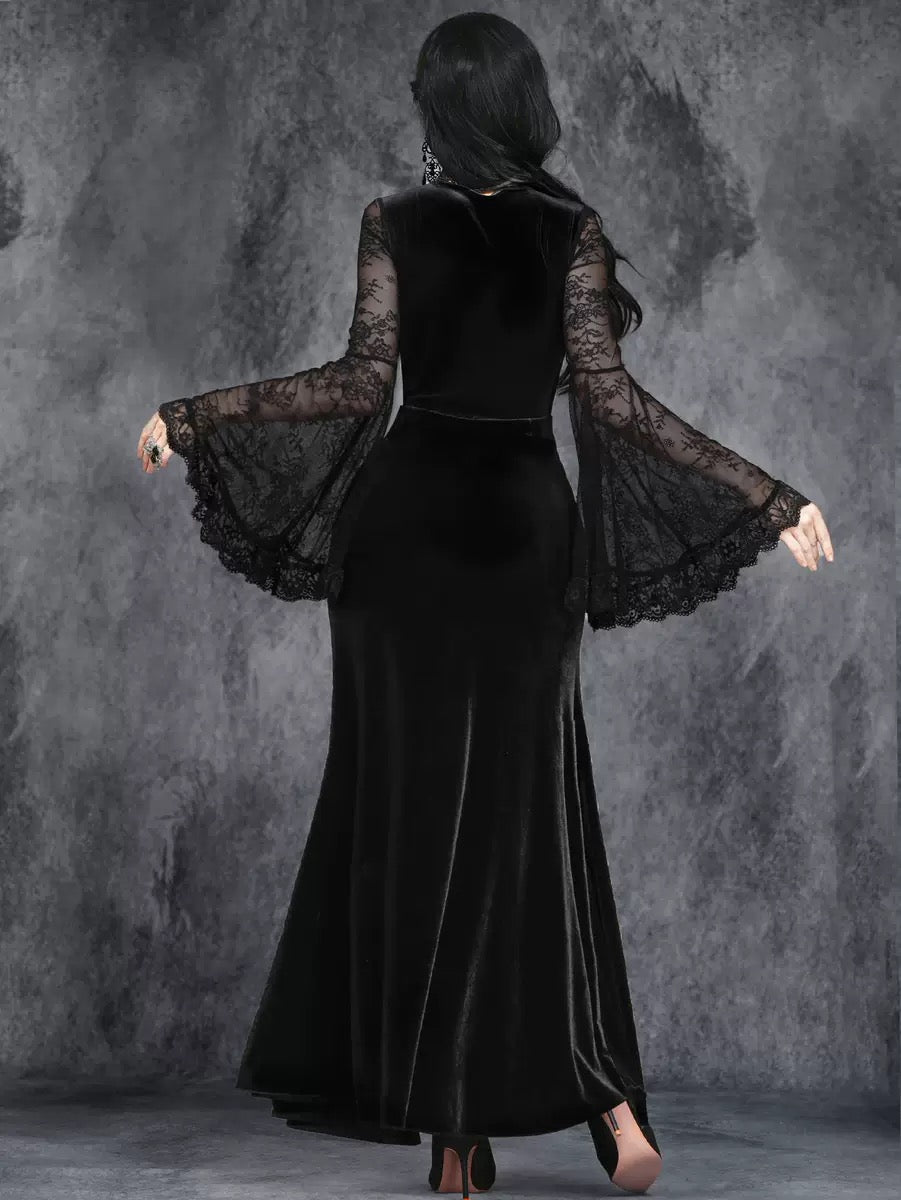 DALIA – Gothic Lace Maxi Dress