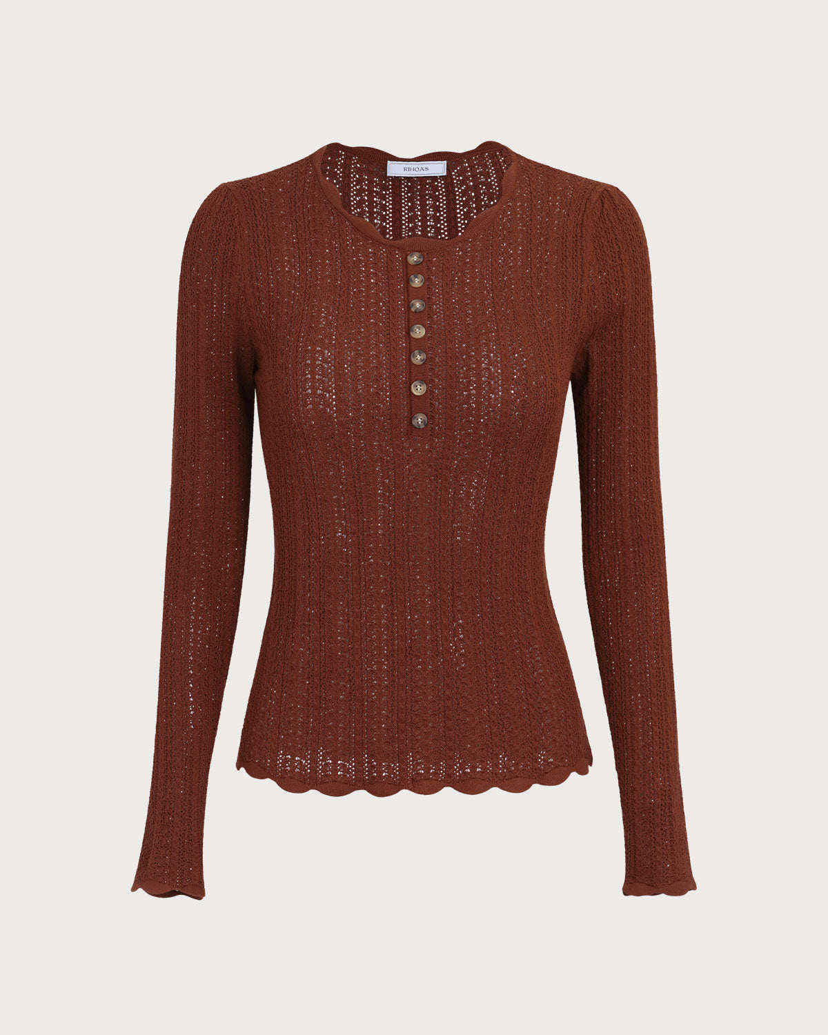 DALIA - Women's Brown Round Neck Slim Sweater