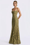 DALIA - Elegant Floral Lace Maxi Dress – Green
