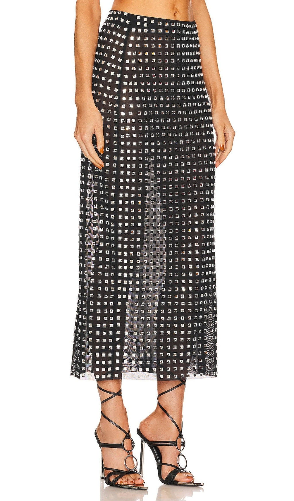 DALIA - Embellished Split Mesh Skirt