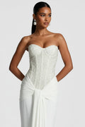 DALIA - Elegant Strapless Evening Gown - White