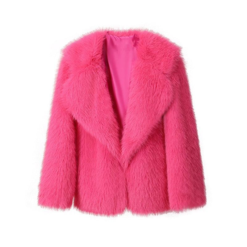 DALIA - Lapel Faux Fur Coat