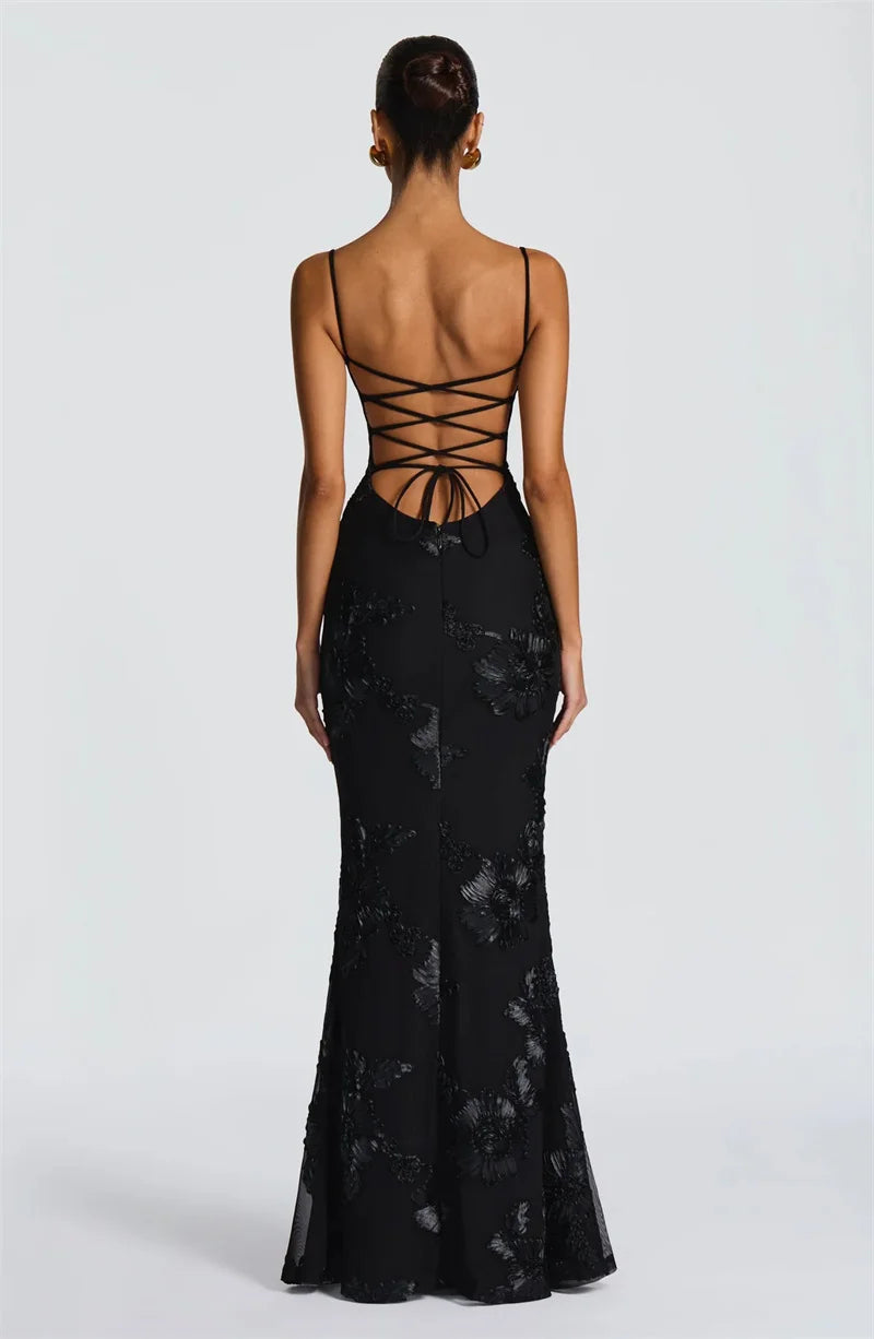 DALIA - Nauwsluitende maxi-jurk met bloemenprint