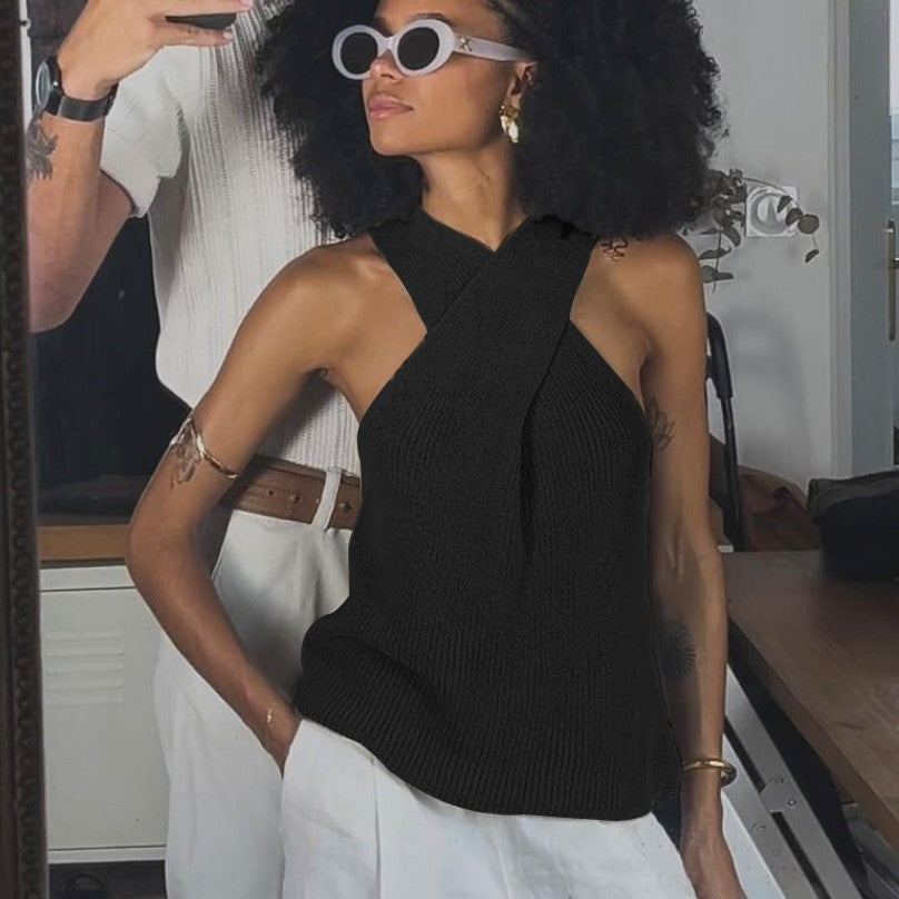 DALIA - The Versatile Cross-Halter Knitted Top
