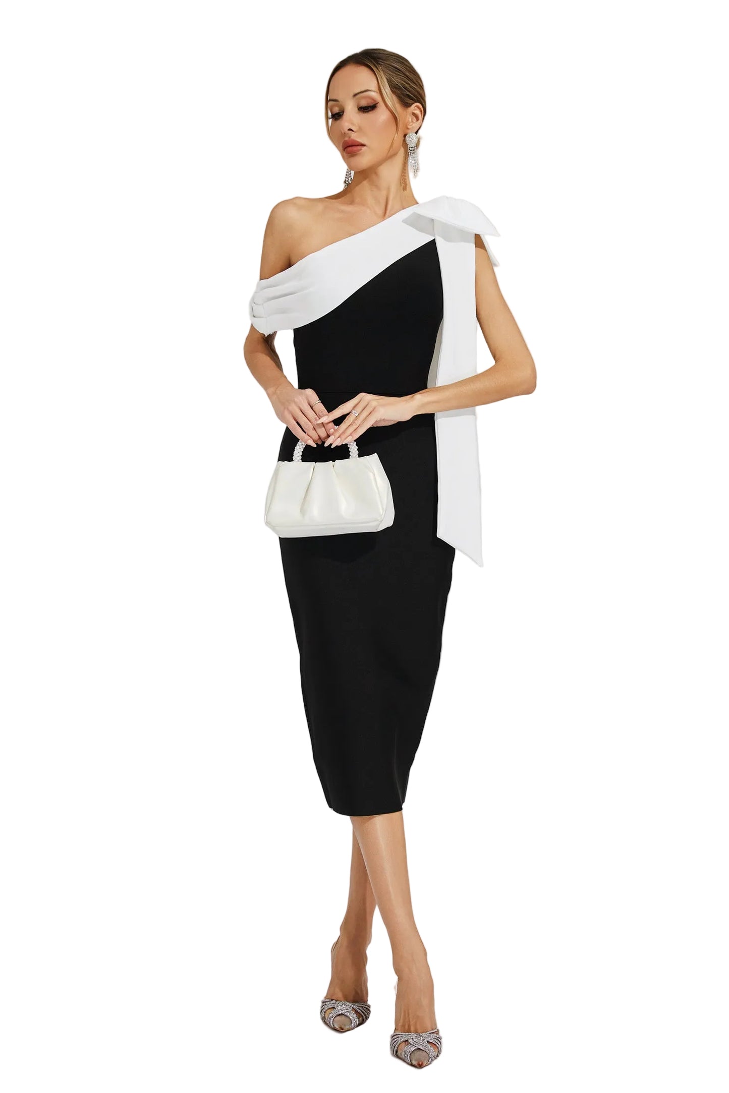 DALIA - One Shoulder Bandage Dress In Black