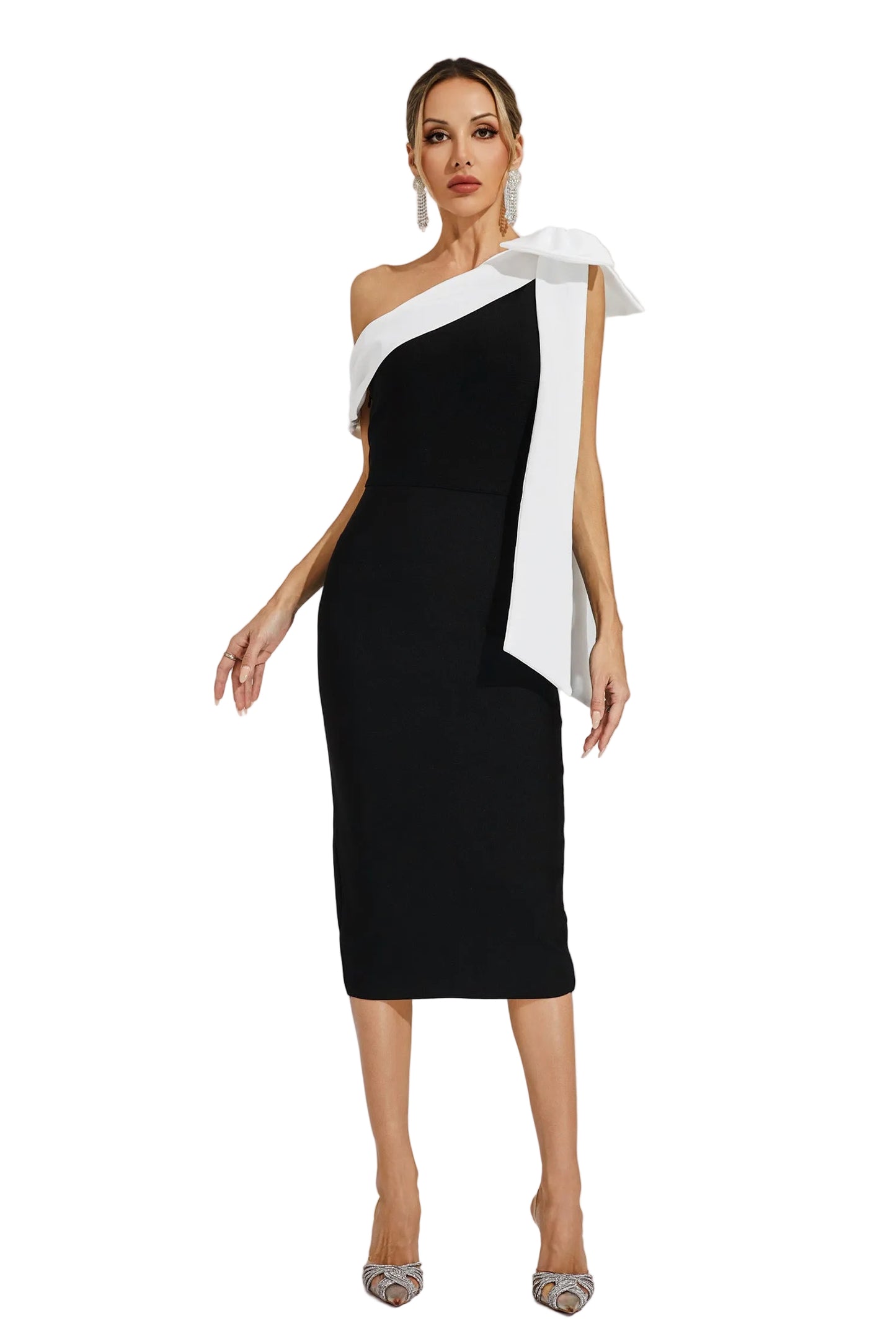 DALIA - One Shoulder Bandage Dress In Black