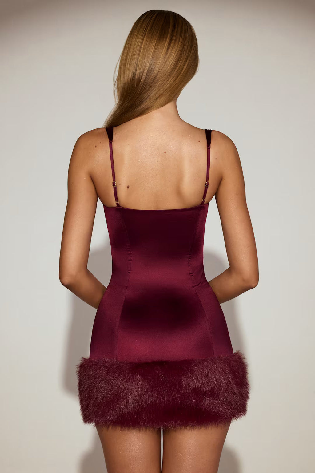 DALIA- Faux-Fur Trim Corset Mini Dress