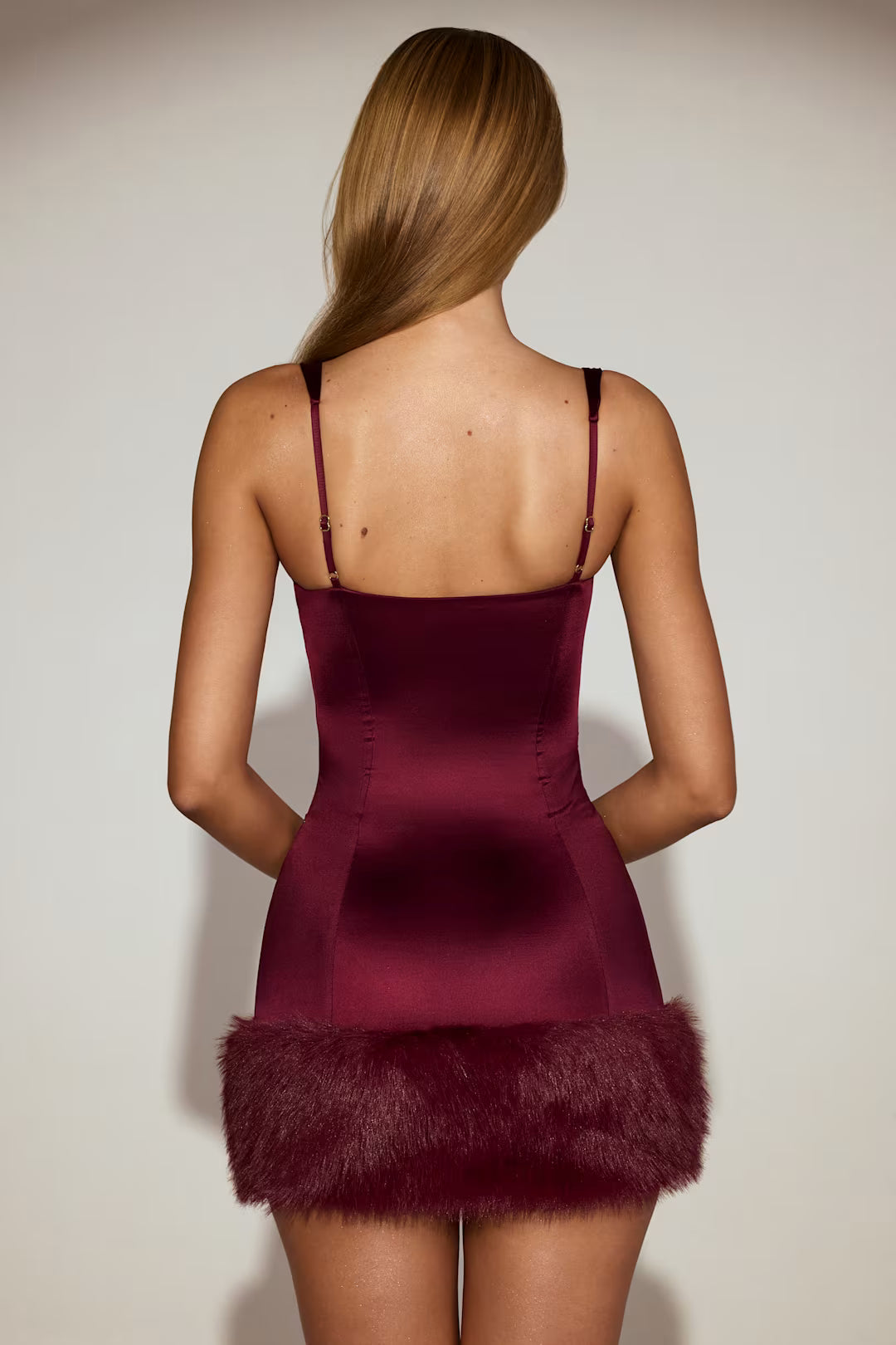 DALIA- Faux-Fur Trim Corset Mini Dress