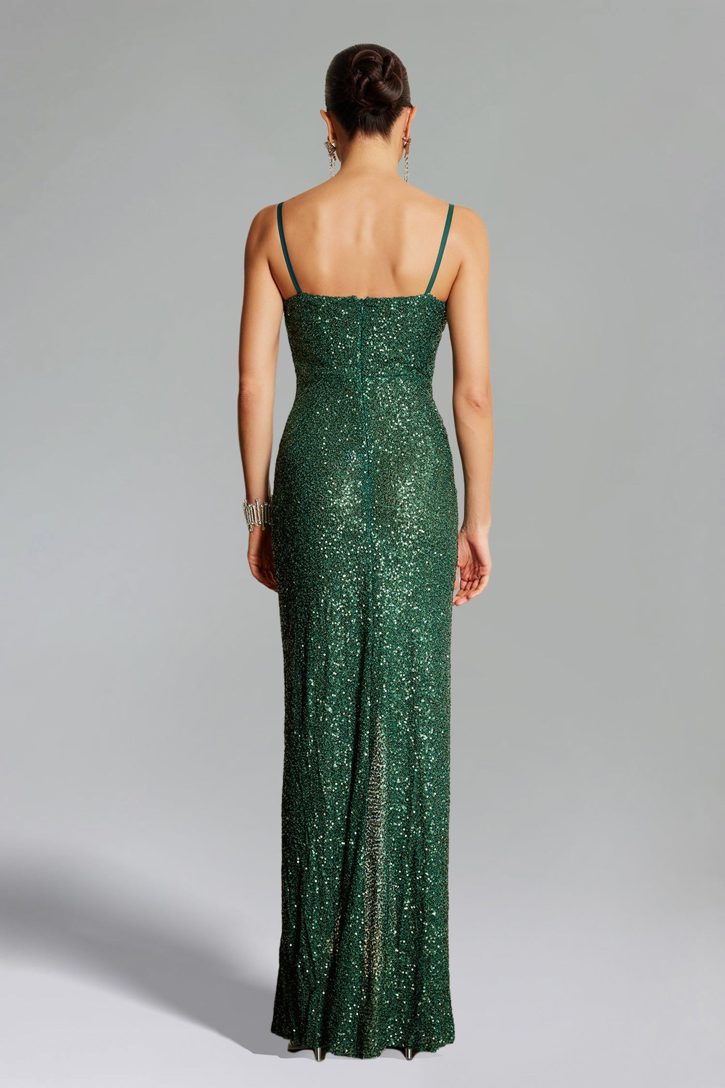 DALIA - Flower Cut Out Twist Slit Maxi Dress - Green