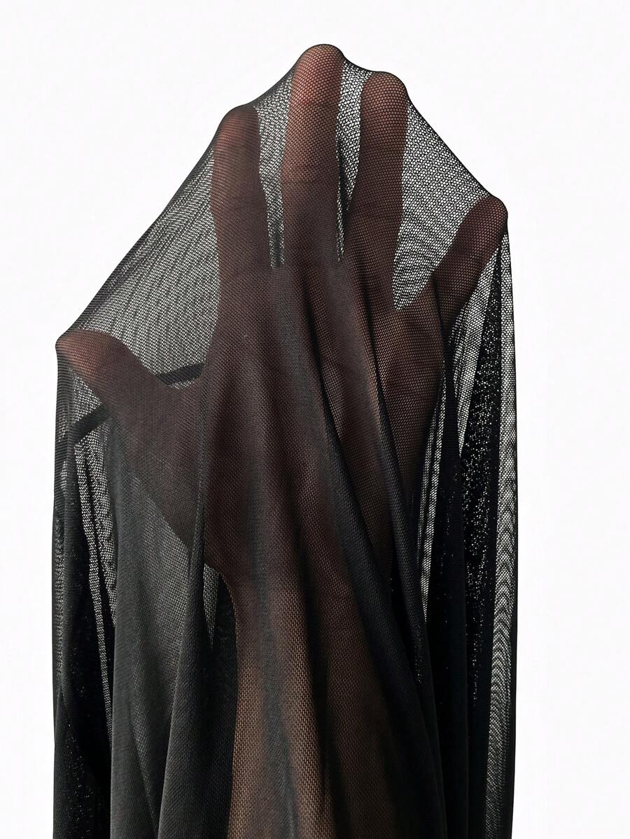 Viva Relle Plus Size Gebreide Mesh Sexy Spaghettibandjes Hoge Hals Doorschijnende Set van 2 Stuks