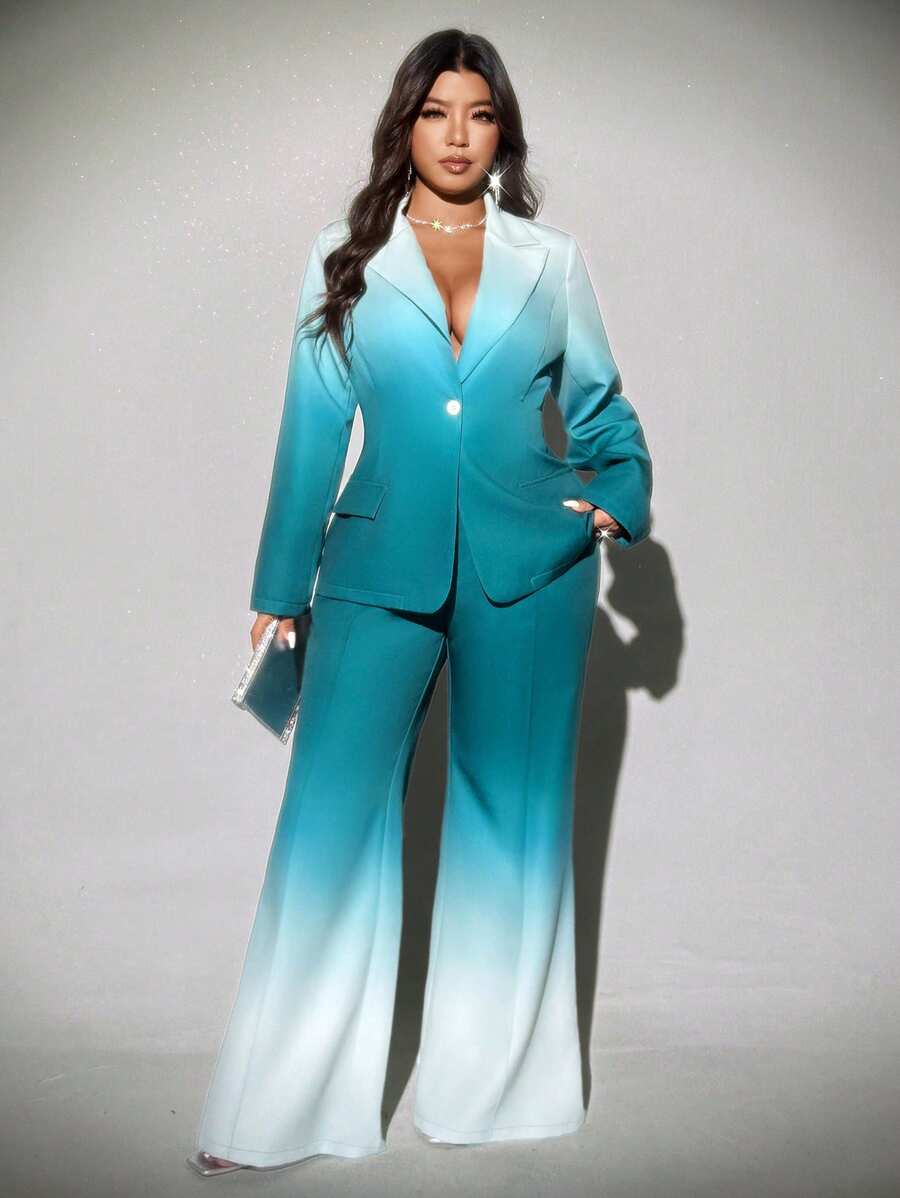 Viva Relle Plus-size ombre flared broek, elegante pakset