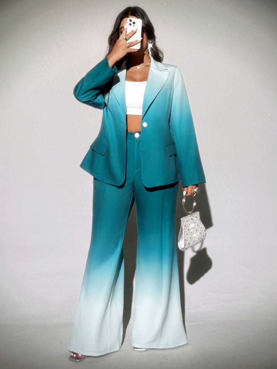 Viva Relle Plus-size ombre flared broek, elegante pakset