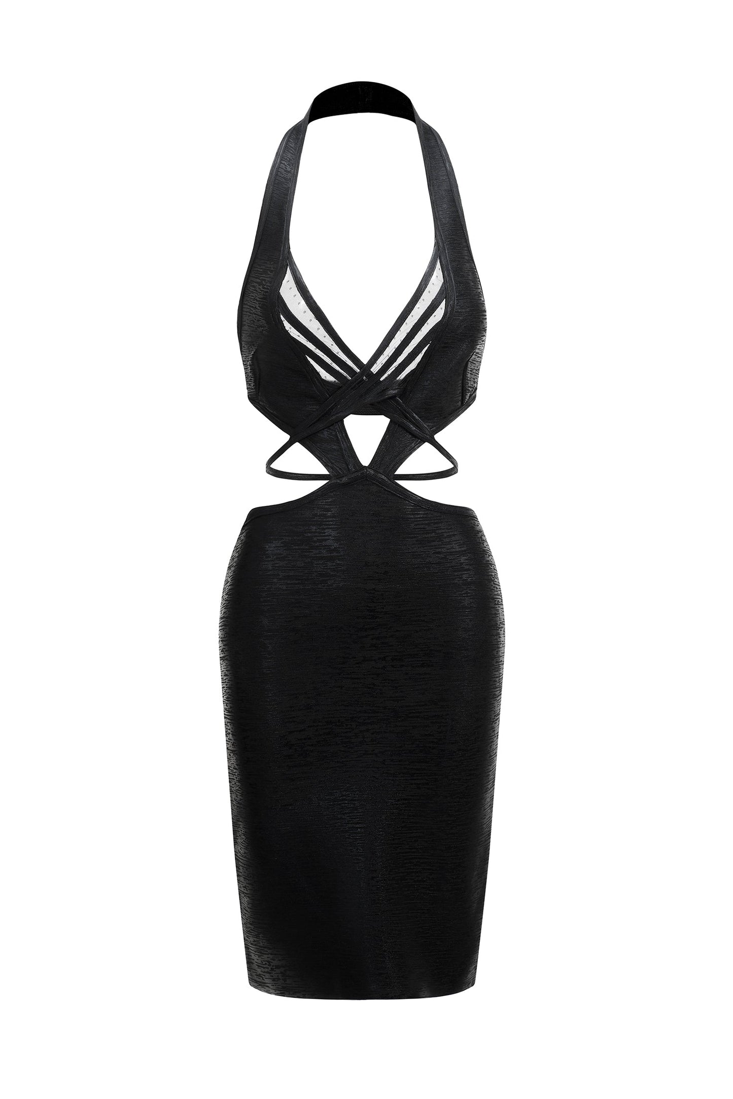 DALIA - Black Metallic Mini Bandage Dress