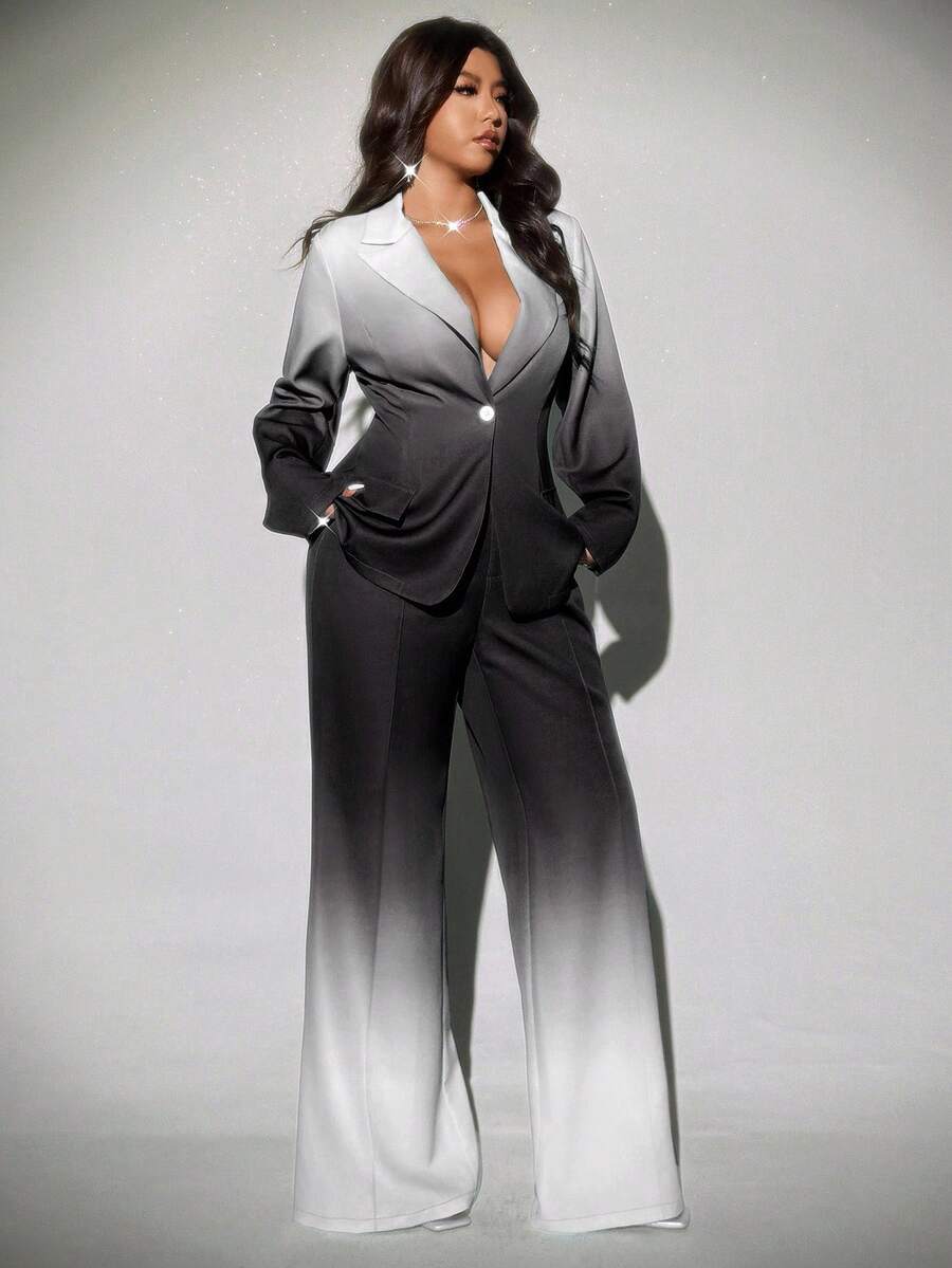 Viva Relle Plus-size ombre flared broek, elegante pakset