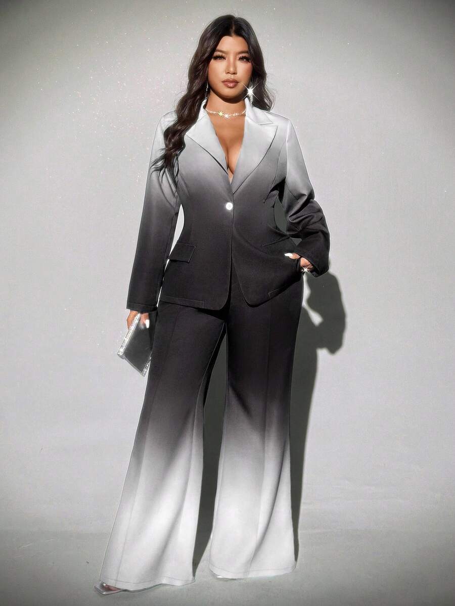 Viva Relle Plus-size ombre flared broek, elegante pakset