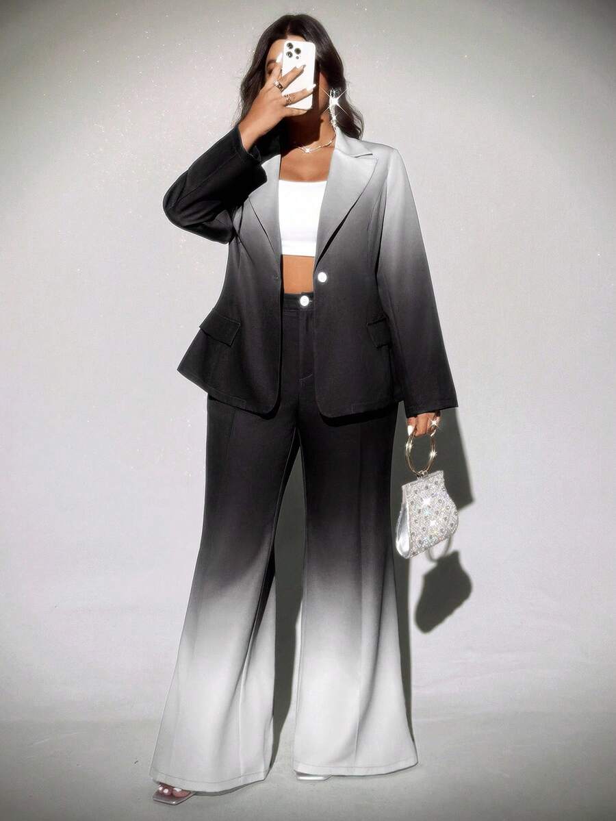 Viva Relle Plus-size ombre flared broek, elegante pakset