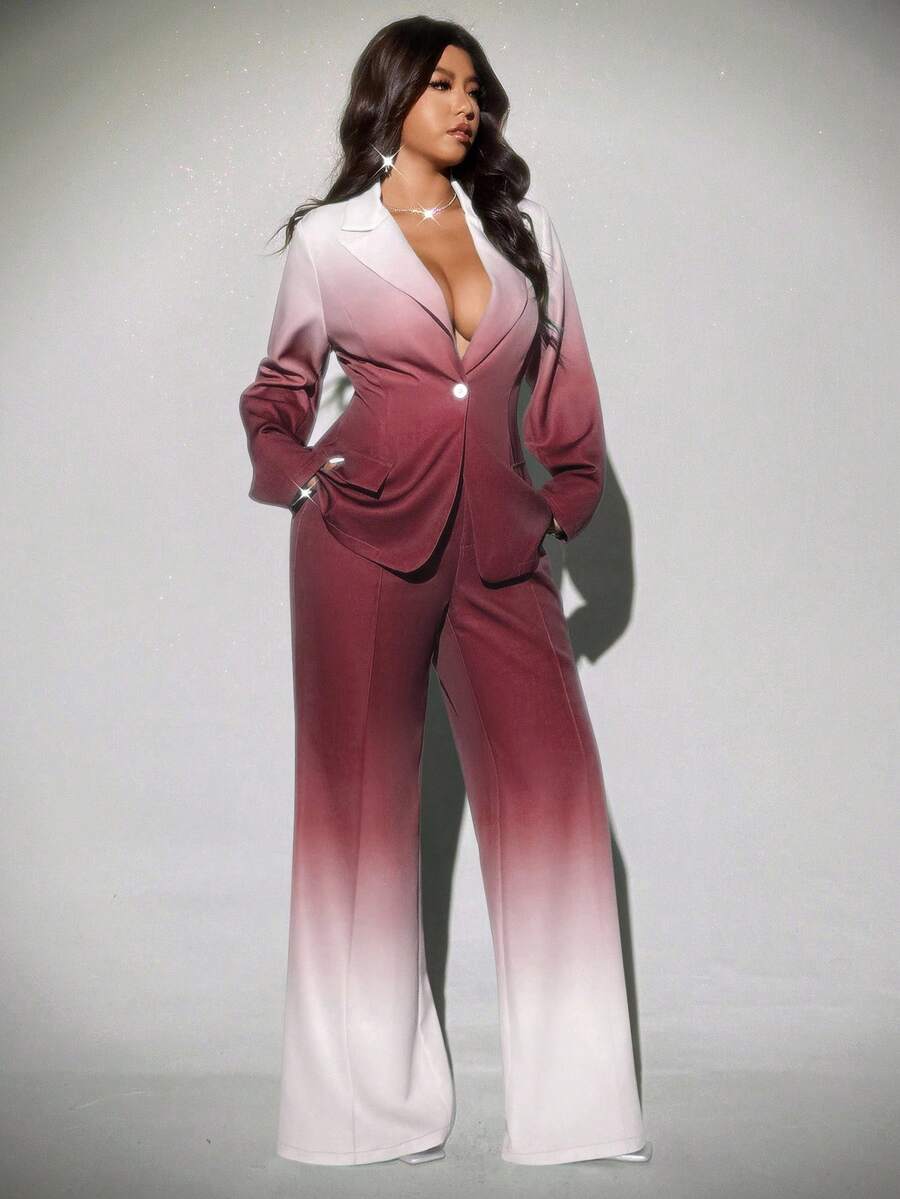 Viva Relle Plus-size ombre flared broek, elegante pakset